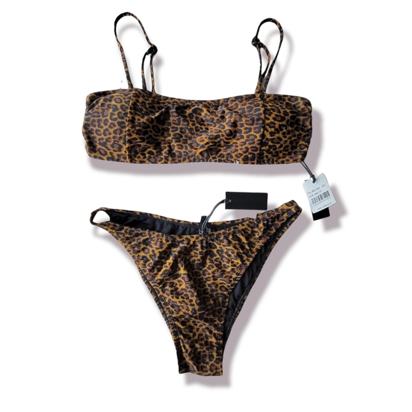 Kendall & Kylie Other - Kendall + Kylie Leopard Cheetah Highwaist 2 Piece  Bandeau Swimsuit, L/XL